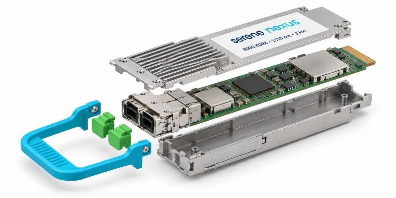 Serene Nexus 800G XDR8 OSFP – exploded view