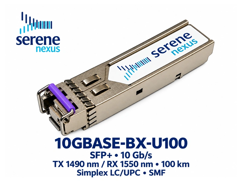 10GBASE-BX-U100 — SFP+ BiDi 10 Gb/s, TX1490/RX1550 nm, 100 km