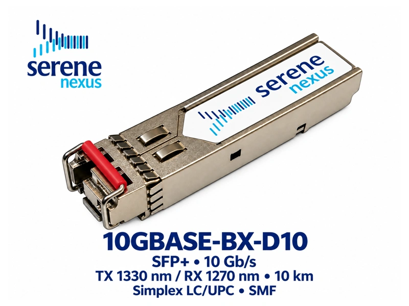 10GBASE-BX-D10 — SFP+ BiDi 10 Gb/s, TX1330/RX1270 nm, 10 km
