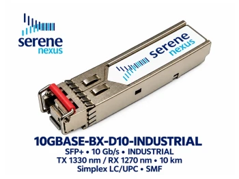 Moduł światłowodowy 10G SFP+ 10km Tx:1330nm/Rx:1270nm Simplex LC industrialny