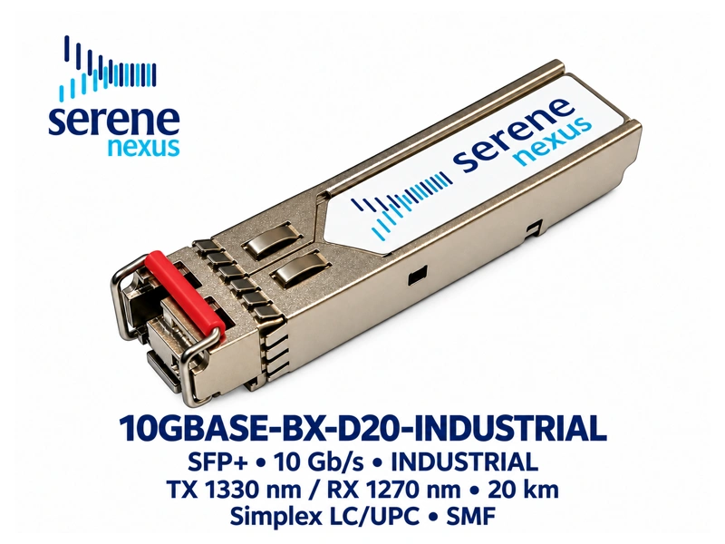 10GBASE-BX-D20-INDUSTRIAL — SFP+ BiDi 10 Gb/s, TX1330/RX1270 nm, 20 km