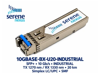 Moduł światłowodowy 10G SFP+ 20km Tx:1270nm/Rx:1330nm Simplex LC industrialny