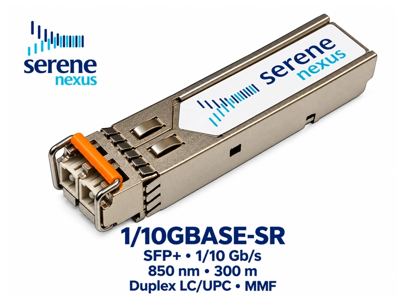 Moduł Serene Nexus 1/10GBASE-SR, SFP+ 1 / 10 Gb/s (Dual-Rate), 850 nm, Duplex LC/UPC, MMF, 300 m