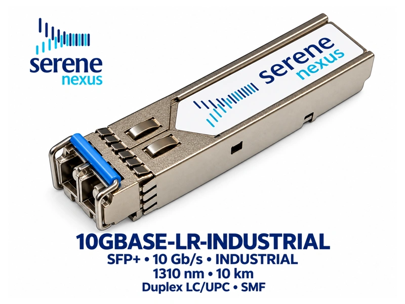 Moduł Serene Nexus 10GBASE-LR-INDUSTRIAL, SFP+ 10 Gb/s, 1310 nm, Duplex LC/UPC, SMF, 10 km, przemysłowy