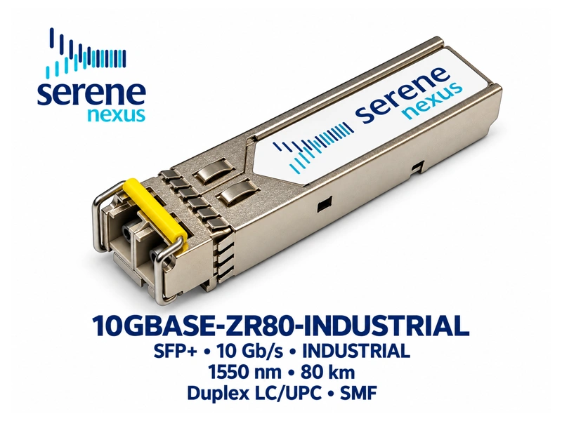 Moduł Serene Nexus 10GBASE-ZR80-INDUSTRIAL, SFP+ 10 Gb/s, 1550 nm, Duplex LC/UPC, SMF, 80 km, przemysłowy