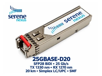 Moduł SFP28 BiDi 25GBASE-D20 TX 1330 / RX 1270 nm 20 km – Serene Nexus