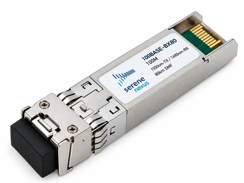 Serene Nexus 100BASE-BX80 – SFP 100 Mb/s, BiDi TX 1550 / RX 1490 nm, 80 km, LC simplex